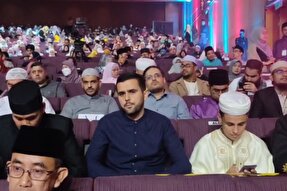 فیلم | شرکت‌کنندگان مسابقات قرآن مالزی در جایگاه ویژه